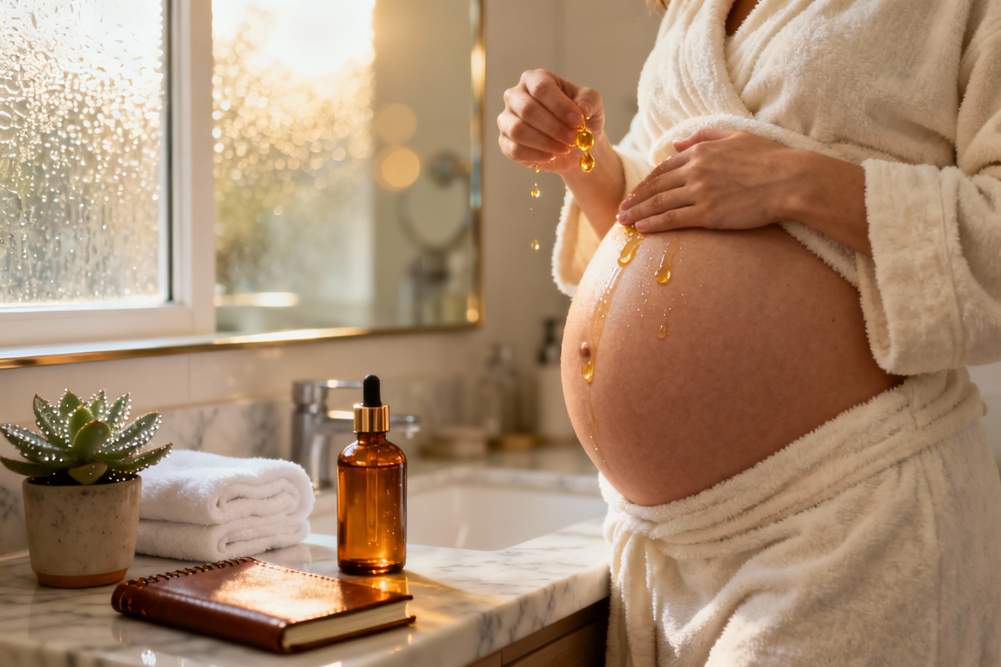 Illustration : Huile anti-vergetures grossesse : quand commencer ?