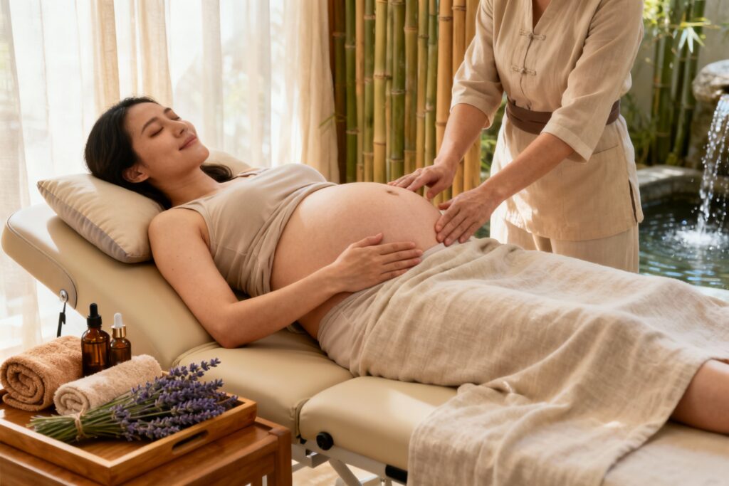 Illustration : Massage femme enceinte : bienfaits et sérénité prénatale